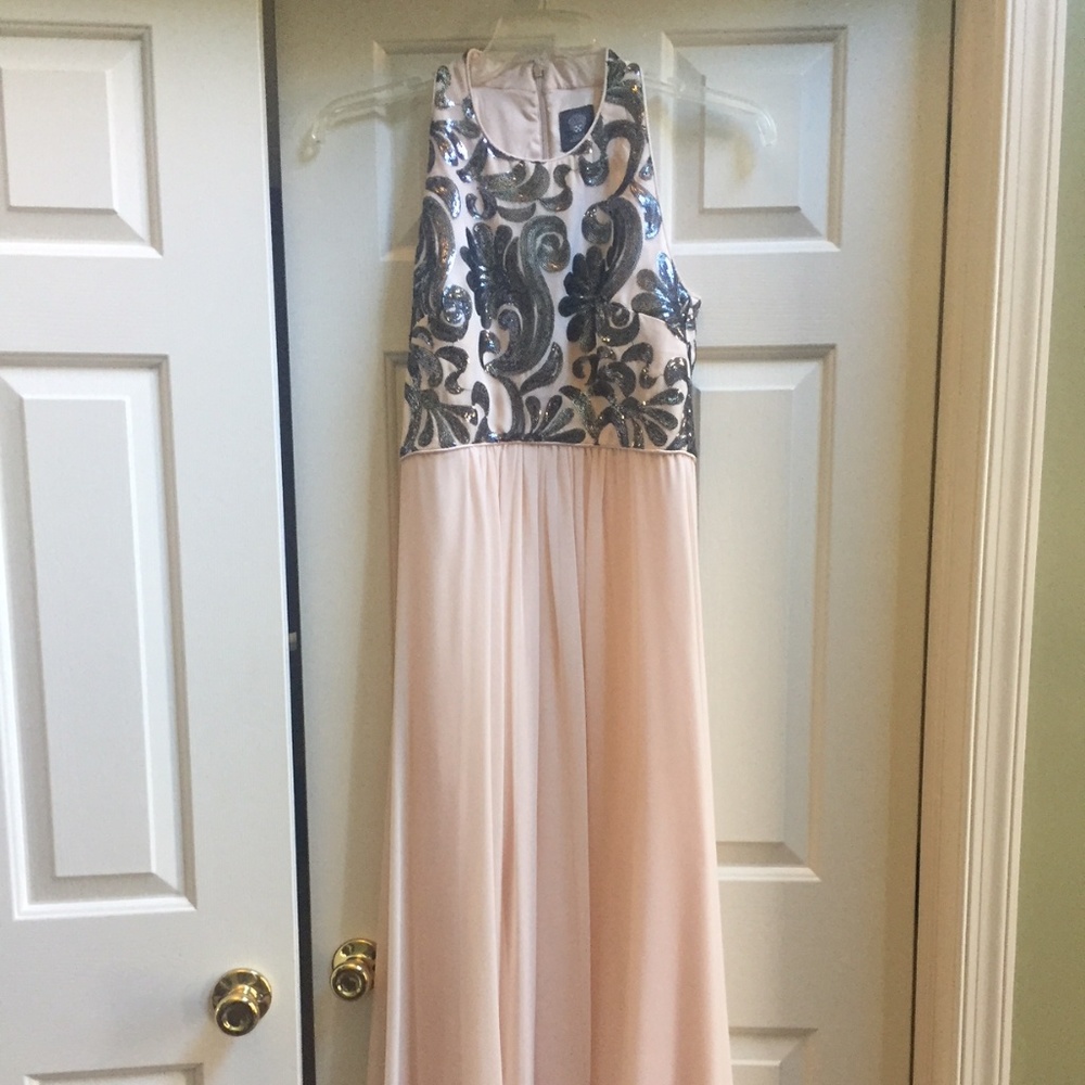 Vince Camuto Peach Gown with Metallic Applique 8